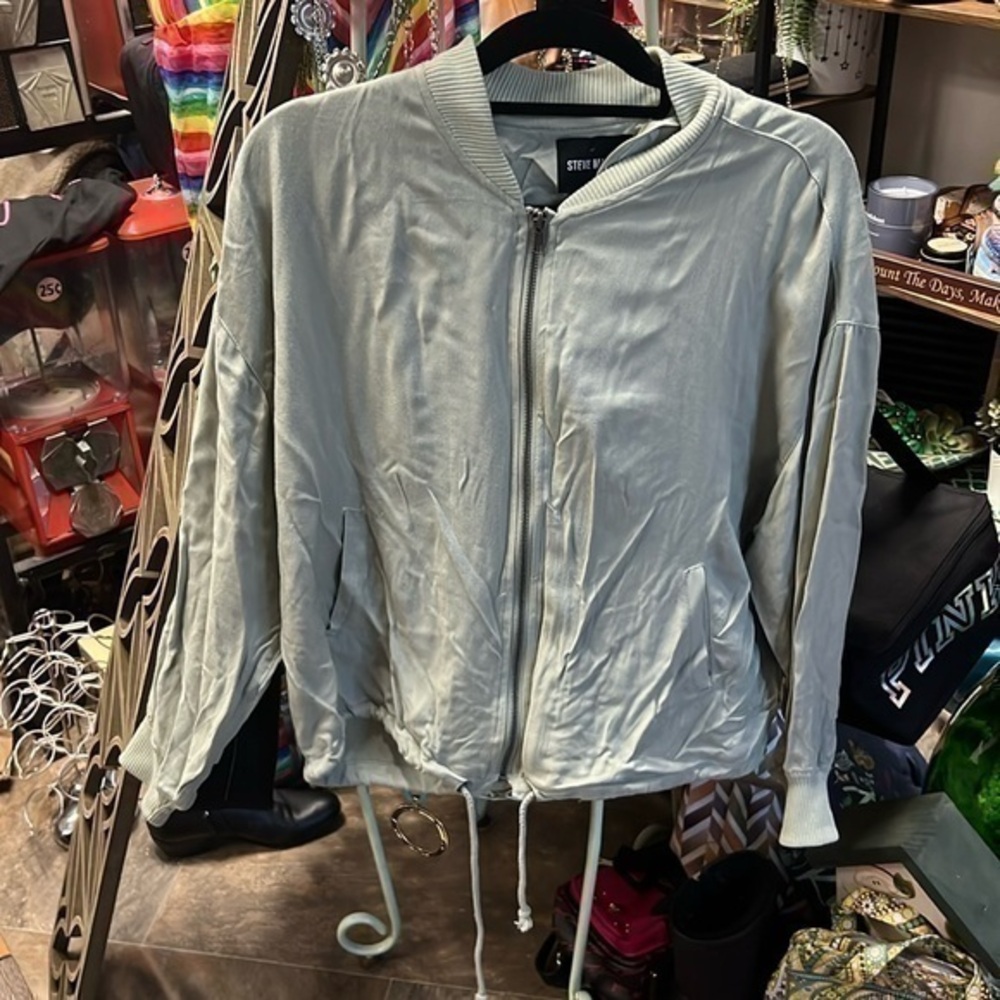 Steve Madden light green zip up jacket size large